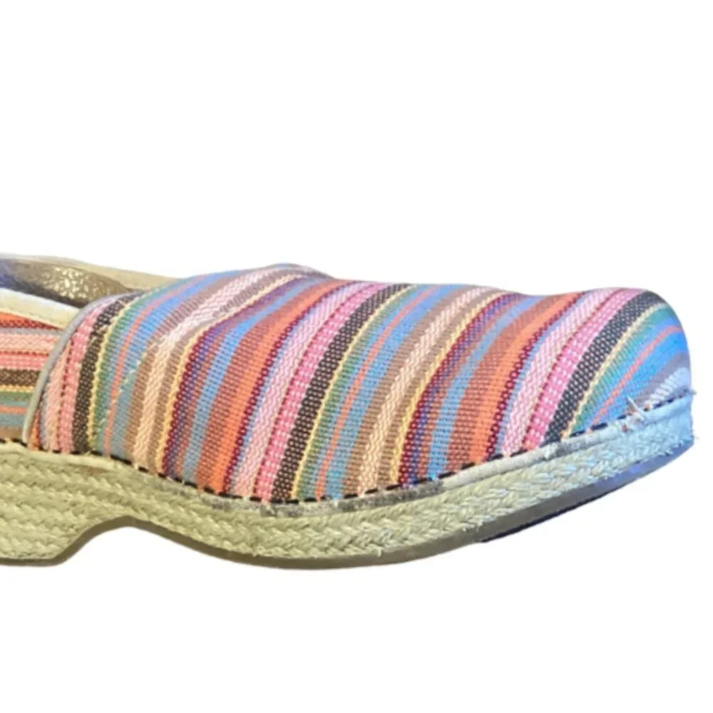 Dansko‎ Clogs Espadrille Comfort Shoe Striped Multi Sz 41 (US 10.5-11) 174K